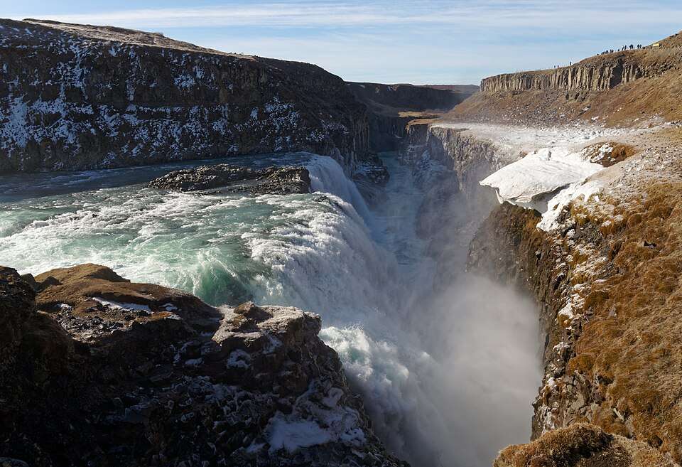 Gullfoss falling into its canyon